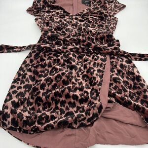 J CREW Faux Wrap Velvet Leopard Dress 4P FLAW